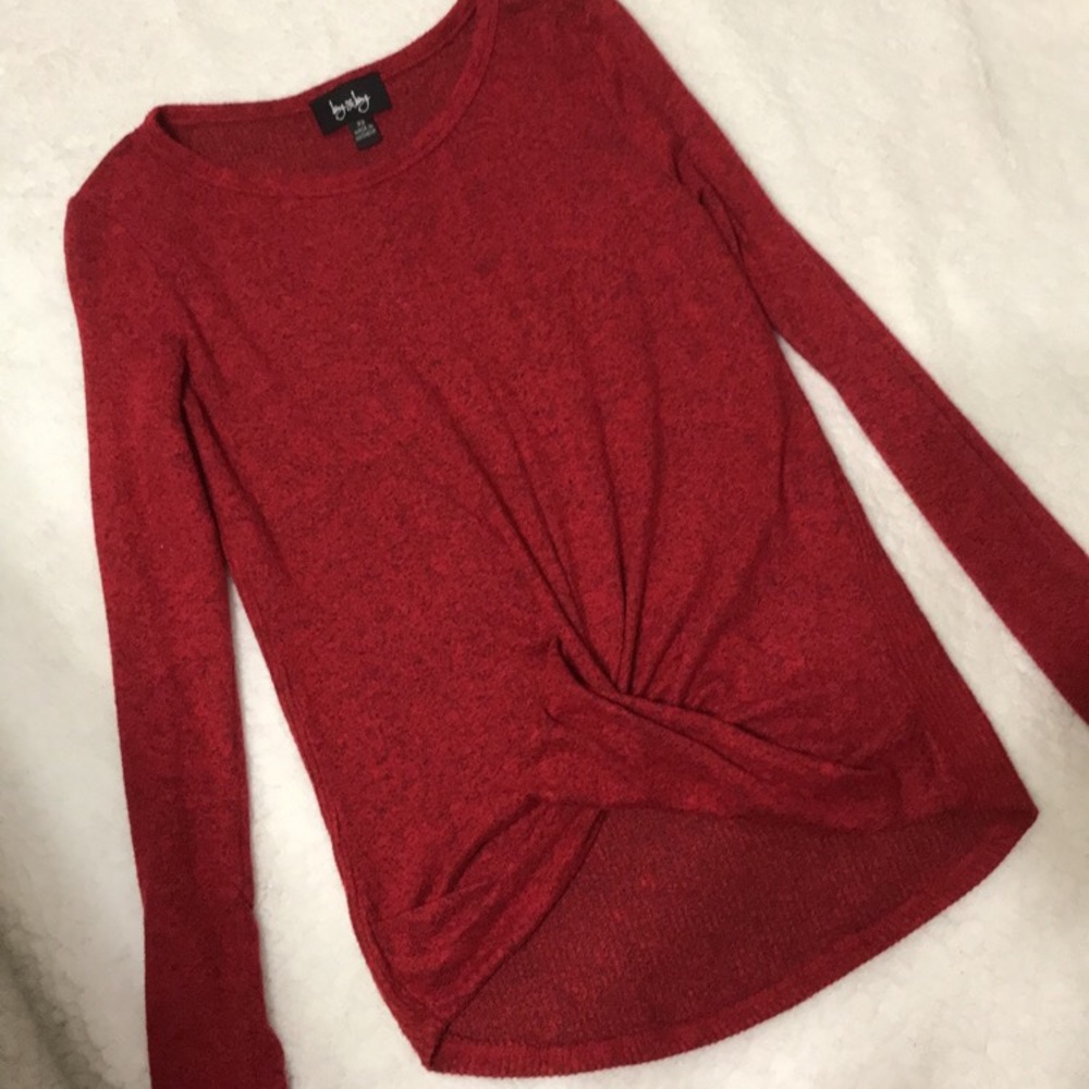 Tight, fitted red maroon long sleeve